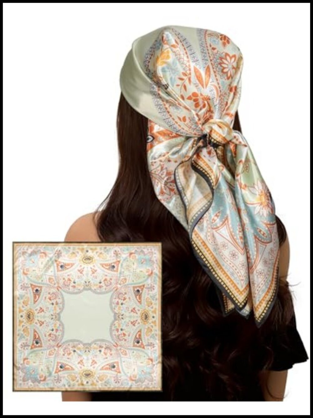 Large Silk-Like Satin Head Scarf 35x35 Square Hair Wrap
